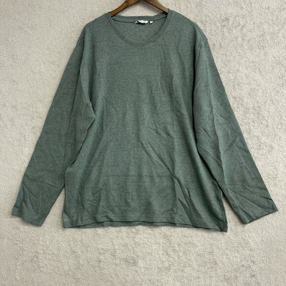 NEW English Laundry Men's XXL Green Long-Sleeve Crew Neck Waffle Knit Sweatshirt - Picture 3 of 11